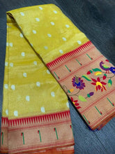 Tissue Paithani Yellow Saree - Festive Diwali Party Wear - Saree - Aakritee - S10683